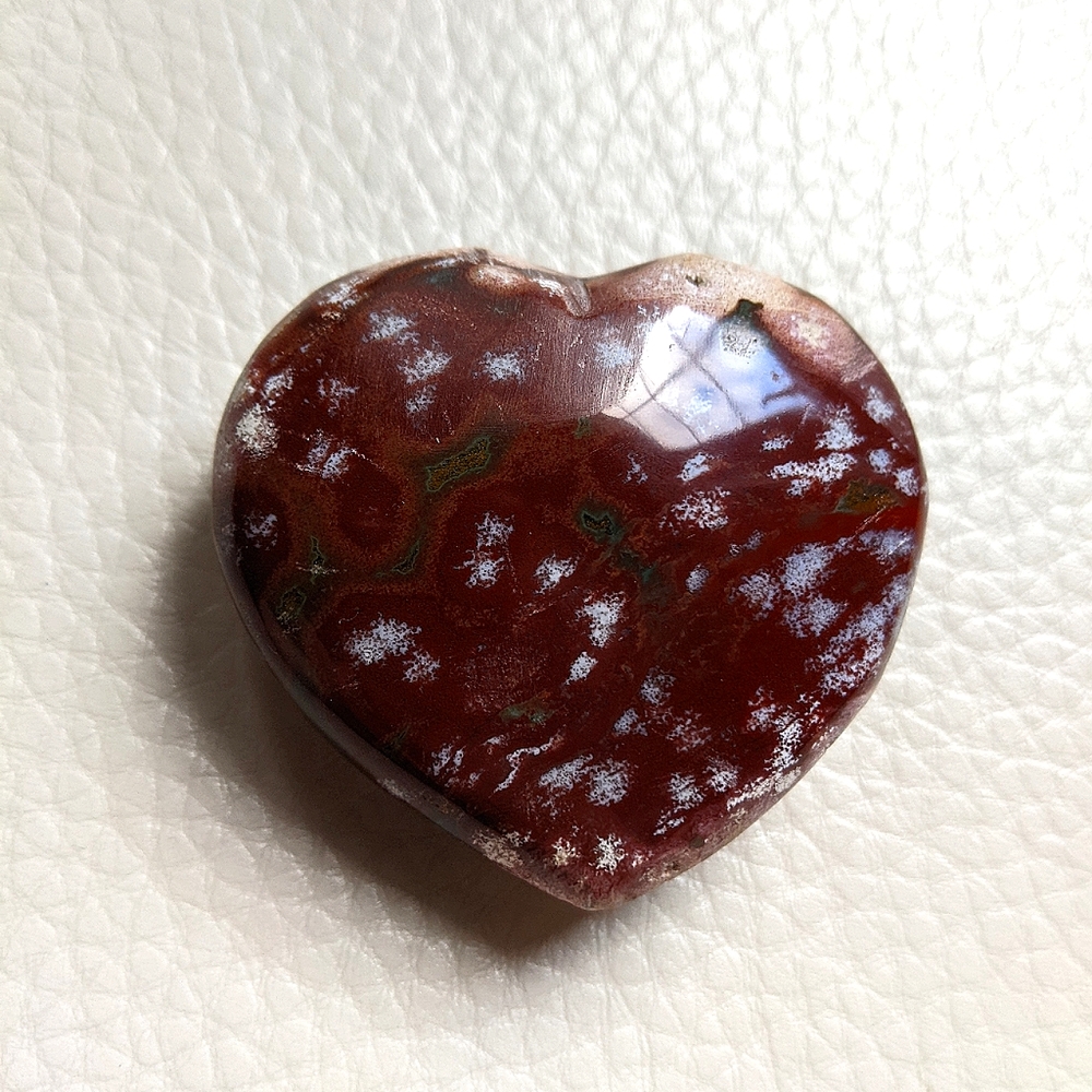 Jammy Red Sea Jasper ( ocean jasper ) puffy heart carving